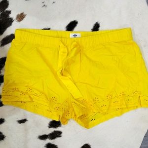 Old Navy Yellow Pajama Shorts Lace Sz Med